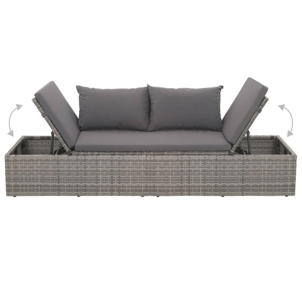 VidaXL Tuinbed 195x60 Cm Poly Rattan Grijs - Image 3