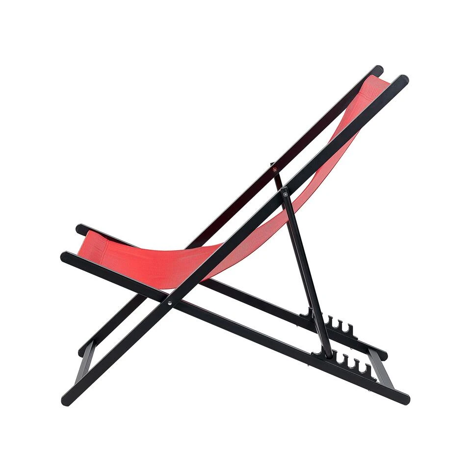 Beliani Tuinligstoel LOCRI II - Rood Synthetisch Materiaal, Aluminium - Image 4