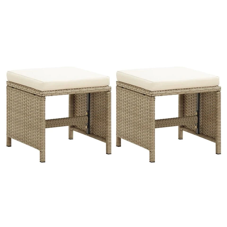VidaXL Tuinkrukken 2 St Met Kussens Poly Rattan Beige