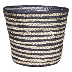 Bela Arte Plantenpot - Rotan - Naturel En Zwart - 22 X 20 Cm
