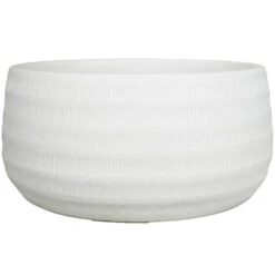 Floran Bloempot Lena - Schaal - Wit - Mat - Ribbel - 29 X 14 Cm