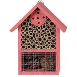 Merkloos Insectenhotel - Roze - Hout - 20 Cm