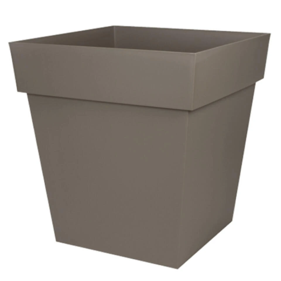 EDA Bloempot - Toscane - Vierkant - Taupe - Kunststof - L39 X H39 Cm