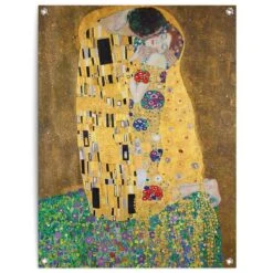 Tuinposter Klimt De Kus 80x60 Cm Geel