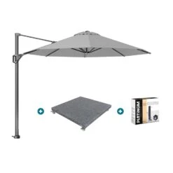 Platinum Voyager Ronde Zweefparasol T1 3 M. - Light Grey + Voet + Hoes