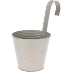 Merkloos Plantenpot Met Ophanghaak - Zink - Taupe - D14 X H24 Cm