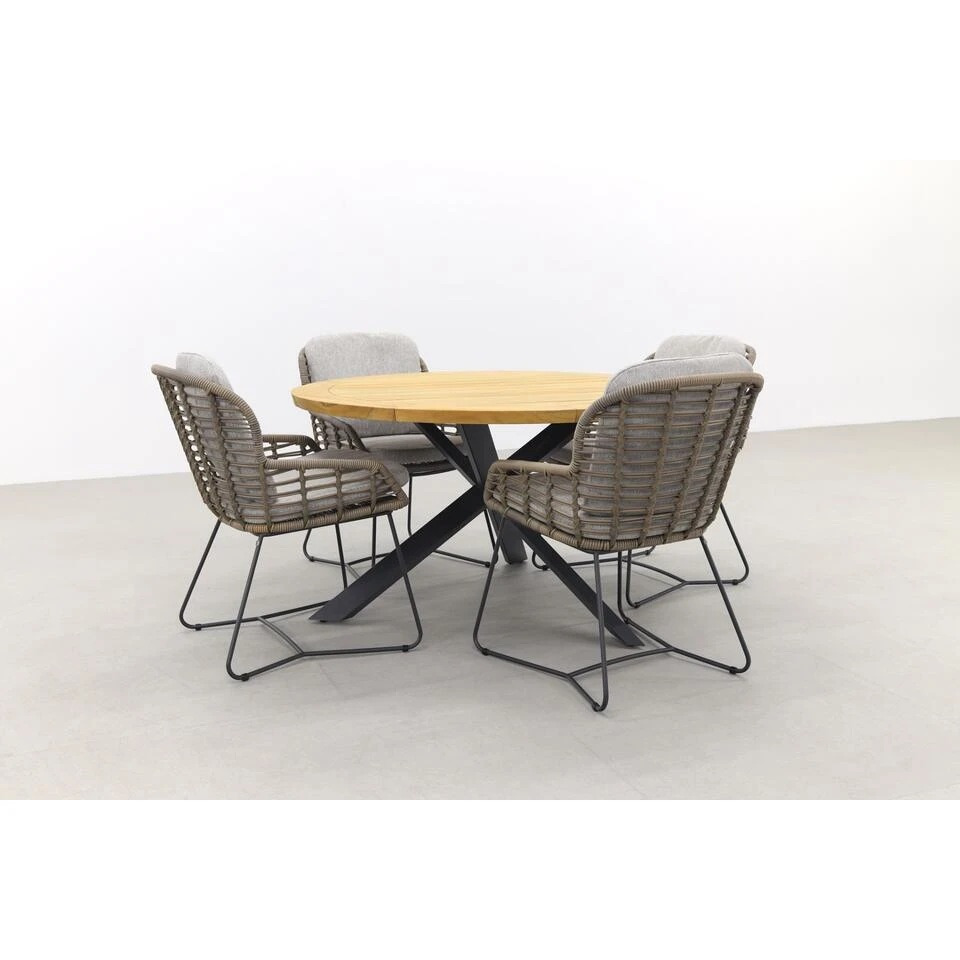 4SO Lugano/Prado Ø130 Cm. - Ronde Tuinset - 5-delig - Image 4