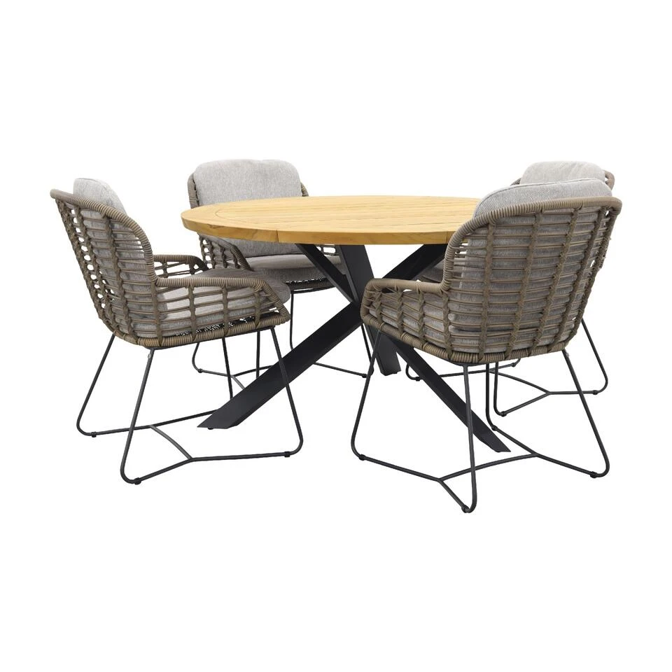 4SO Lugano/Prado Ø130 Cm. - Ronde Tuinset - 5-delig