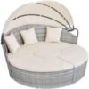 Tectake - Ligbed Zonne-eiland-tuinset- Aluminium/wicker - Lichtgrijs