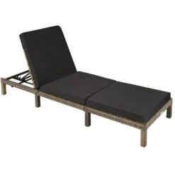 Tectake - Ligstoel Sofia - Wicker Zonnebed - Natuurkleur