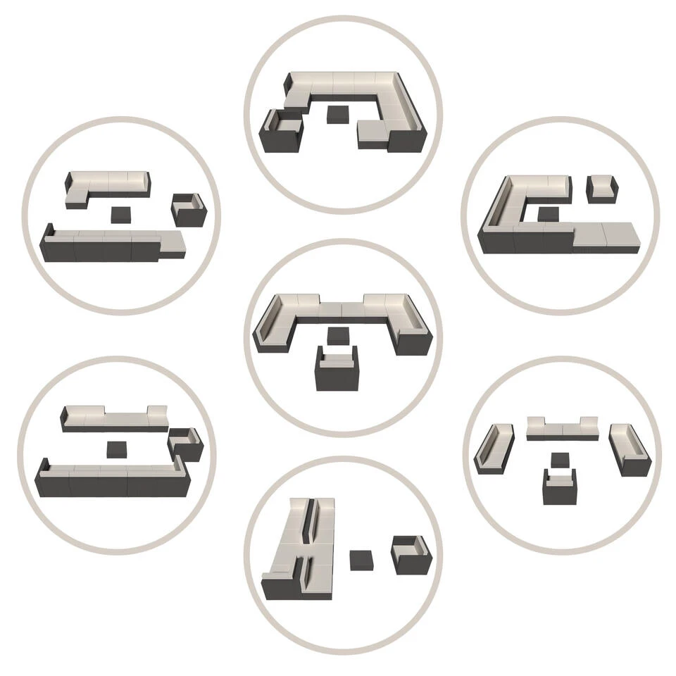 Tectake - Loungeset Las Vegas - Wicker - Grijs - Image 3