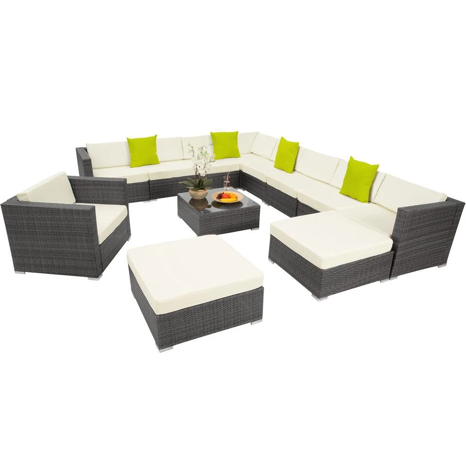 Tectake - Loungeset Las Vegas - Wicker - Grijs