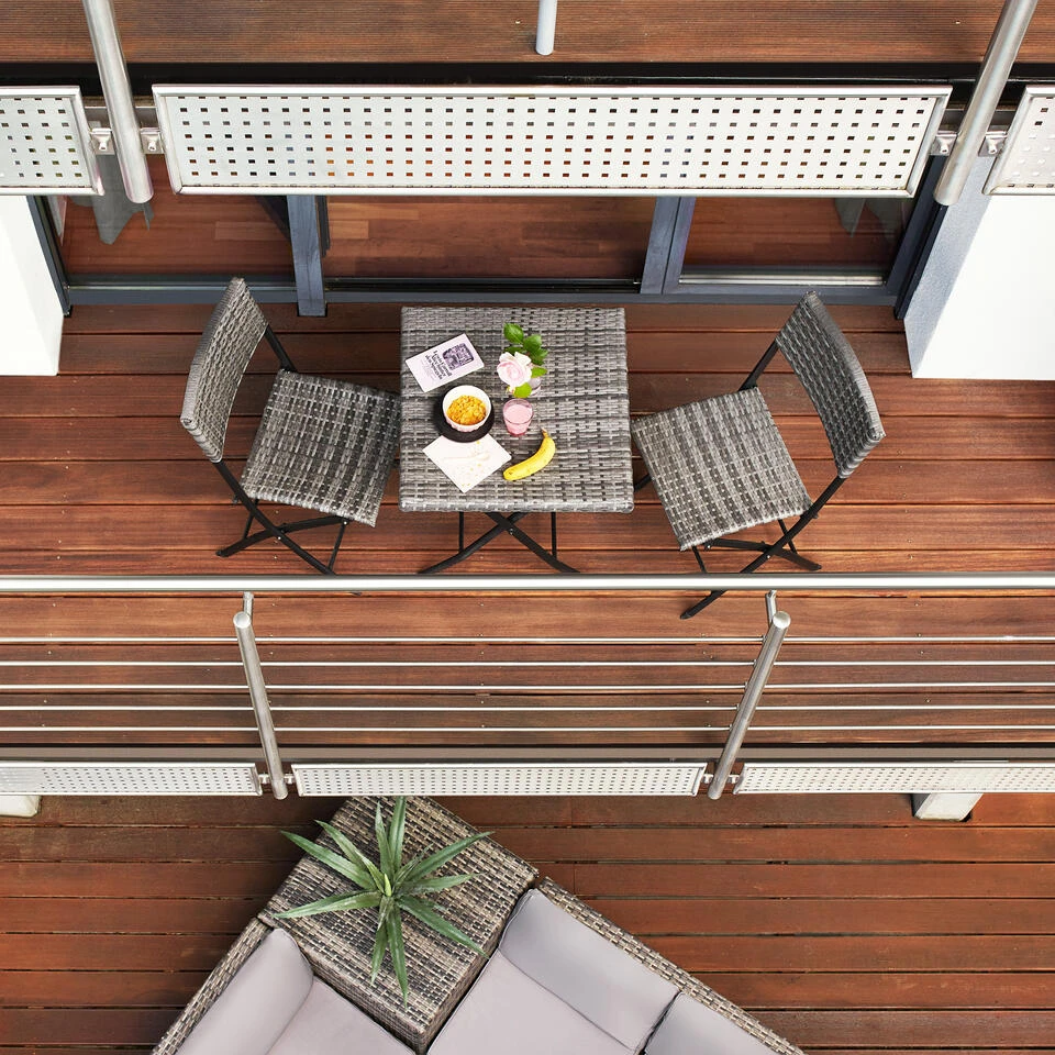 Tectake - Tuinset Balkonset - 2 Stoelen En 1 Tafel - Lichtgrijs - Image 2