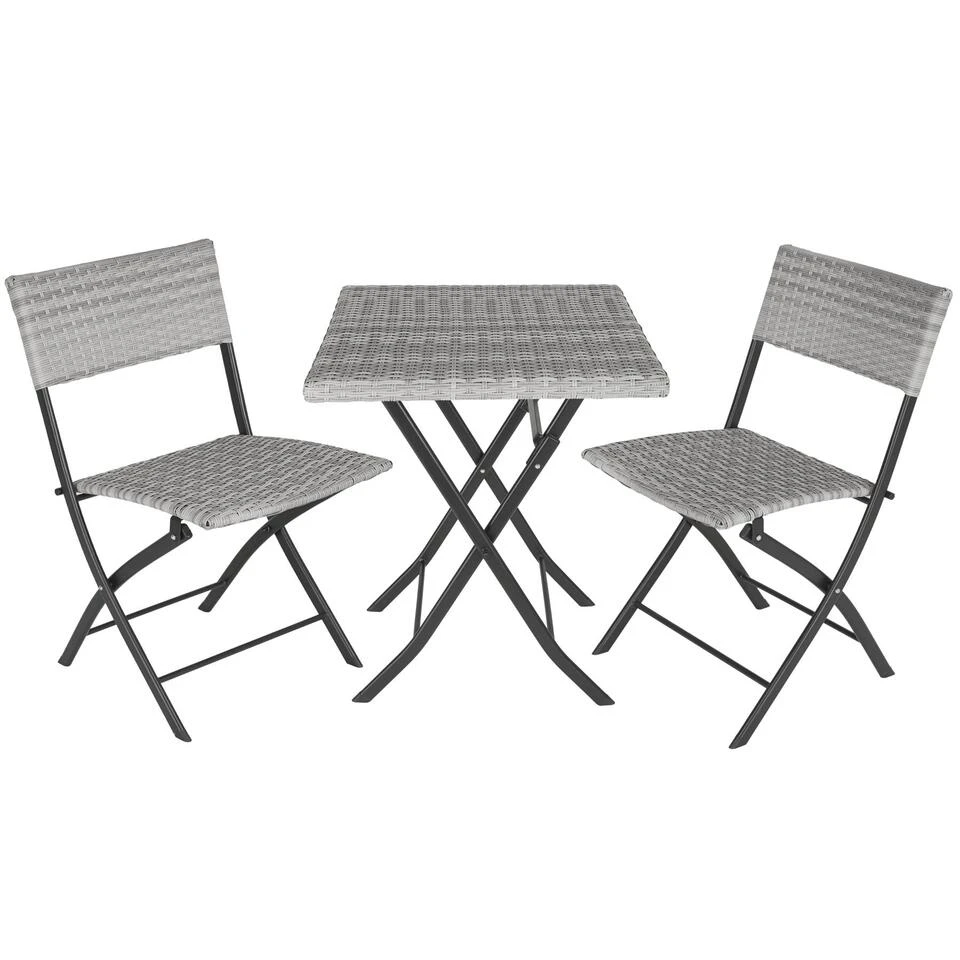 Tectake - Tuinset Balkonset - 2 Stoelen En 1 Tafel - Lichtgrijs