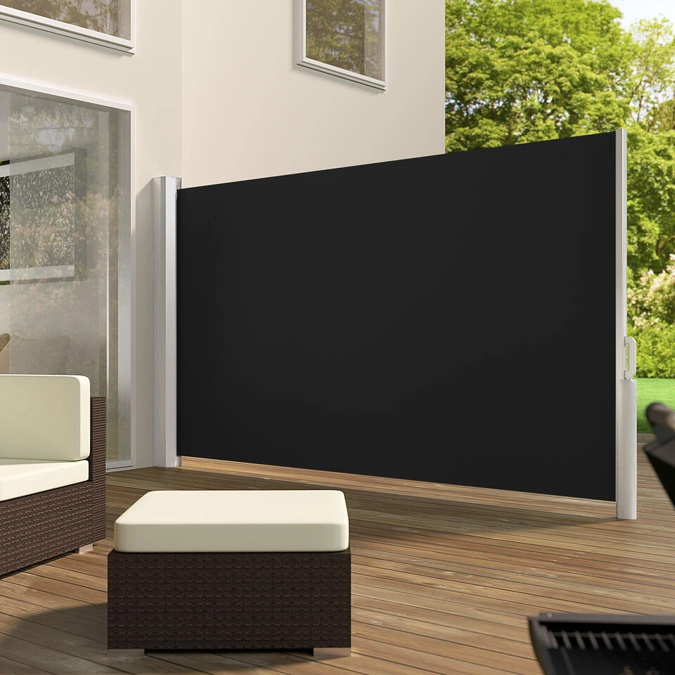 Tectake - Uittrekbaar Aluminium Windscherm Tuinscherm 160 X 300 Cm Zwart - Image 2