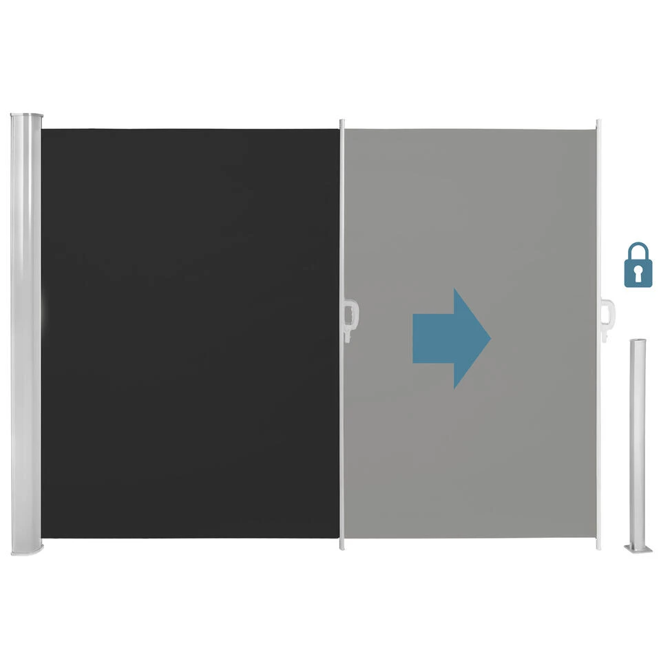 Tectake - Uittrekbaar Aluminium Windscherm Tuinscherm 160 X 300 Cm Zwart - Image 3