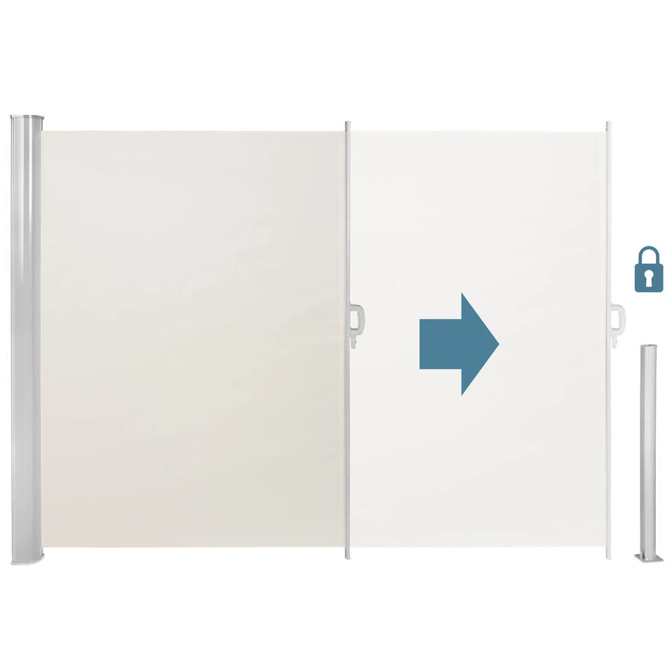 Tectake - Uittrekbaar Aluminium Windscherm Tuinscherm 180 X 300 Cm Beige - Image 3