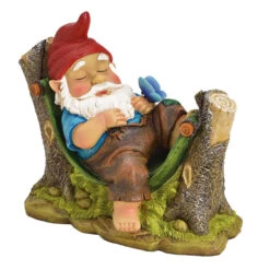 G. Wurm Tuinkabouter - Slapend - In Hangmat - Polystone - 22 Cm