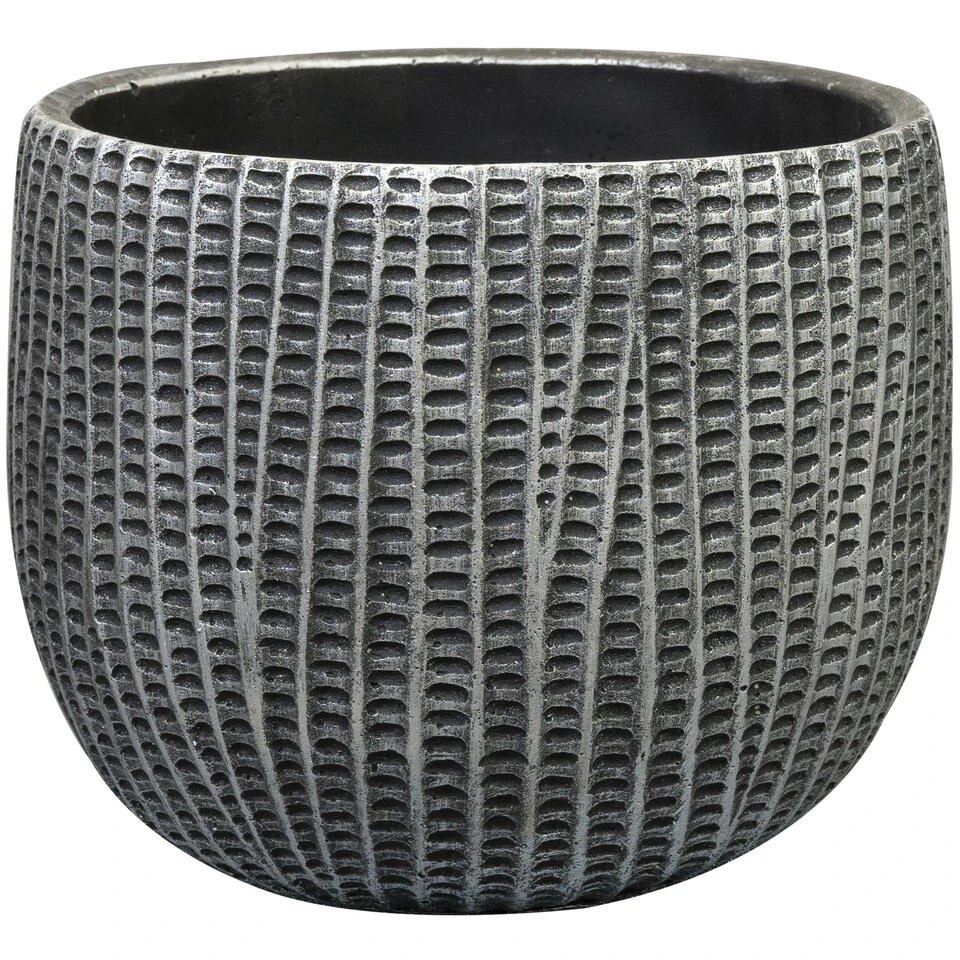 Ter Steege Bloempot/plantenpot - Binnen - Zwart/metaal - D21/H17 Cm