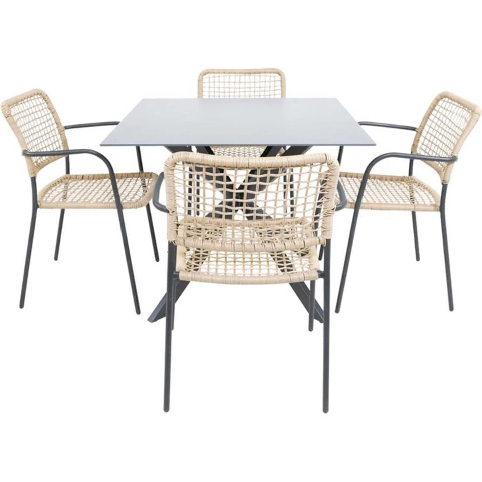 Crest Tuintafel 90x90x73cm - Glas - Zwart - Image 3