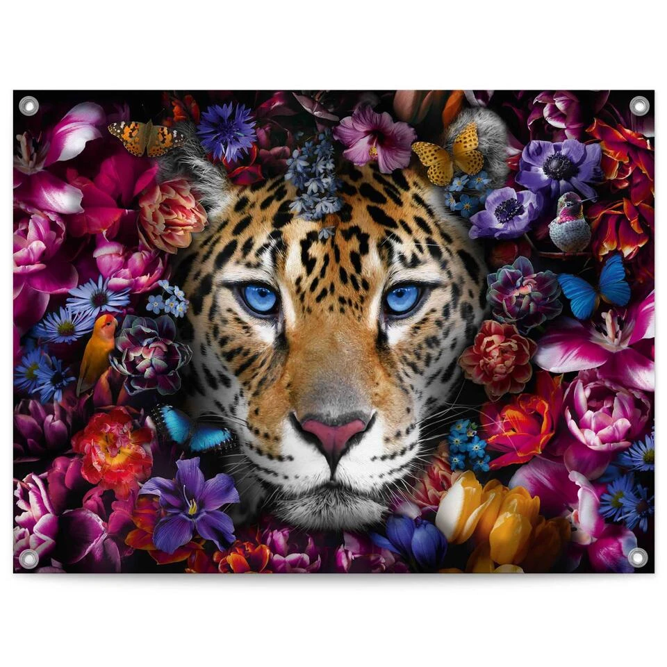 Tuinposter Flower Cat 60x80 Cm Bont