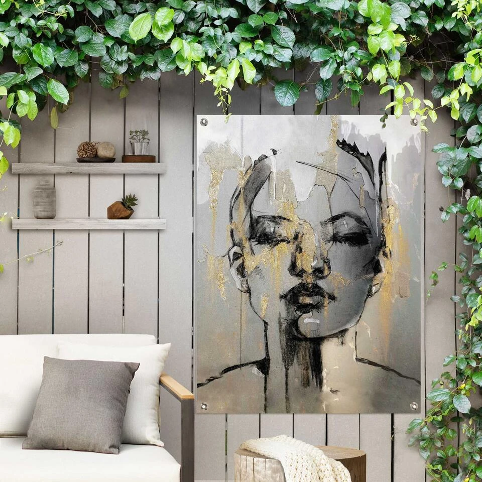Tuinposter Golden Face 80x60 Cm Goudkleurig - Afbeelding 2