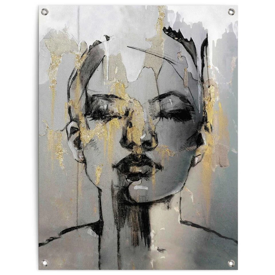 Tuinposter Golden Face 80x60 Cm Goudkleurig