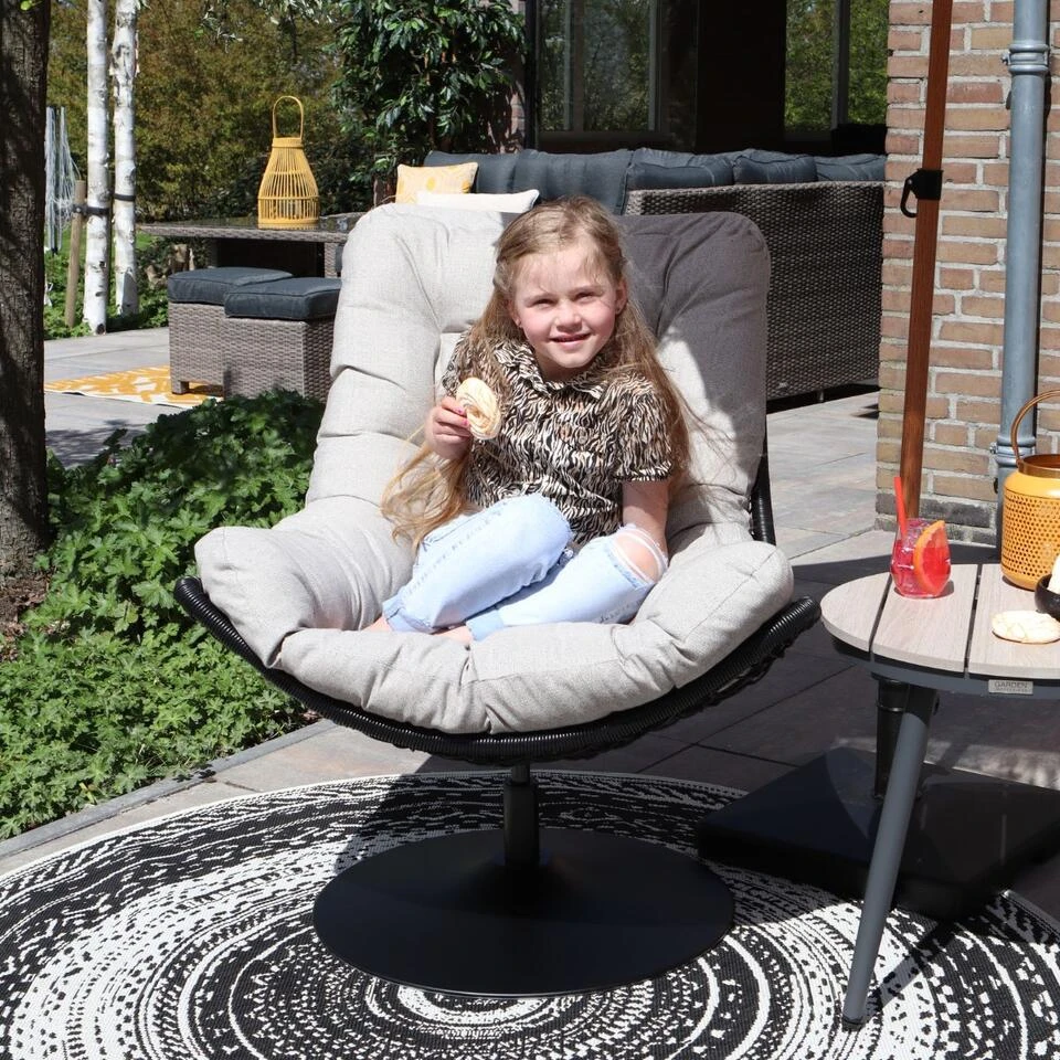 Woood Swivel Loungestoel Zwart - Image 2