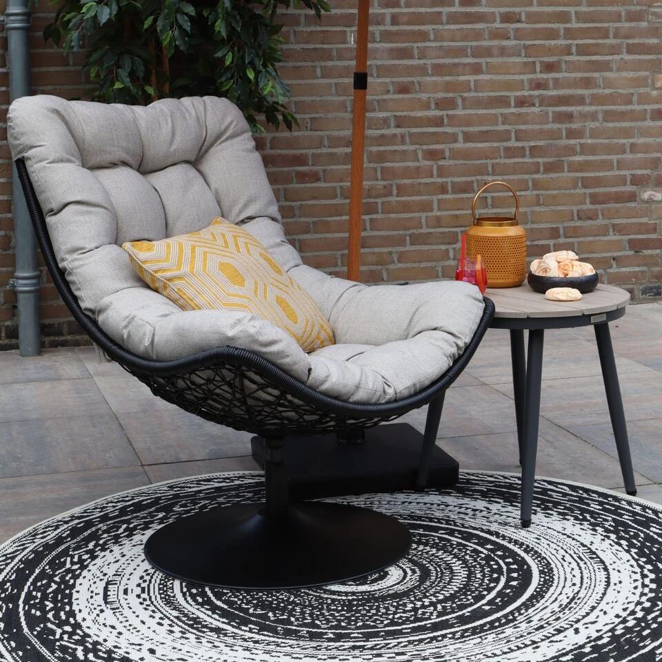 Woood Swivel Loungestoel Zwart - Image 3