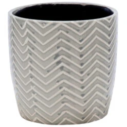 Mega Collections Plantenpot - Keramiek - Zachtgrijs - D25 X H24 Cm