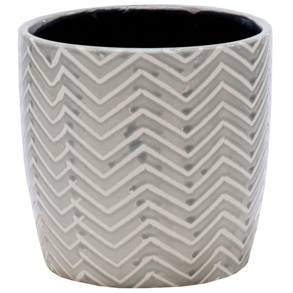 Mega Collections Plantenpot - Keramiek - Zachtgrijs - D25 X H24 Cm