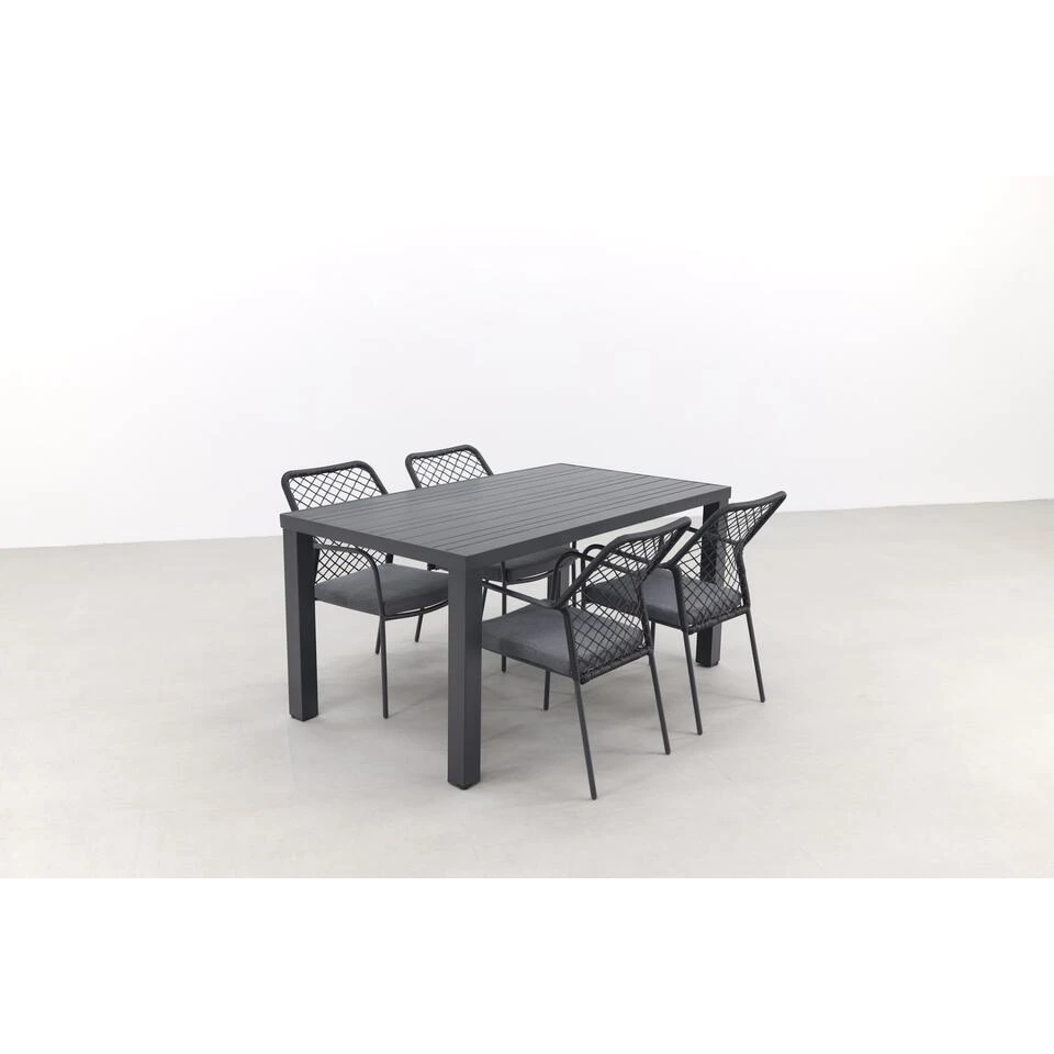 GI Dido Black/Lena 160 Cm. - Stapelbare Tuinset - 5-delig - Afbeelding 4