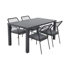 GI Dido Black/Lena 160 Cm. - Stapelbare Tuinset - 5-delig