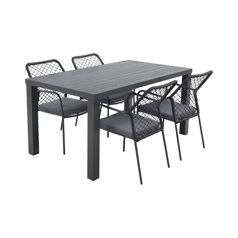 GI Dido Black/Lena 160 Cm. - Stapelbare Tuinset - 5-delig