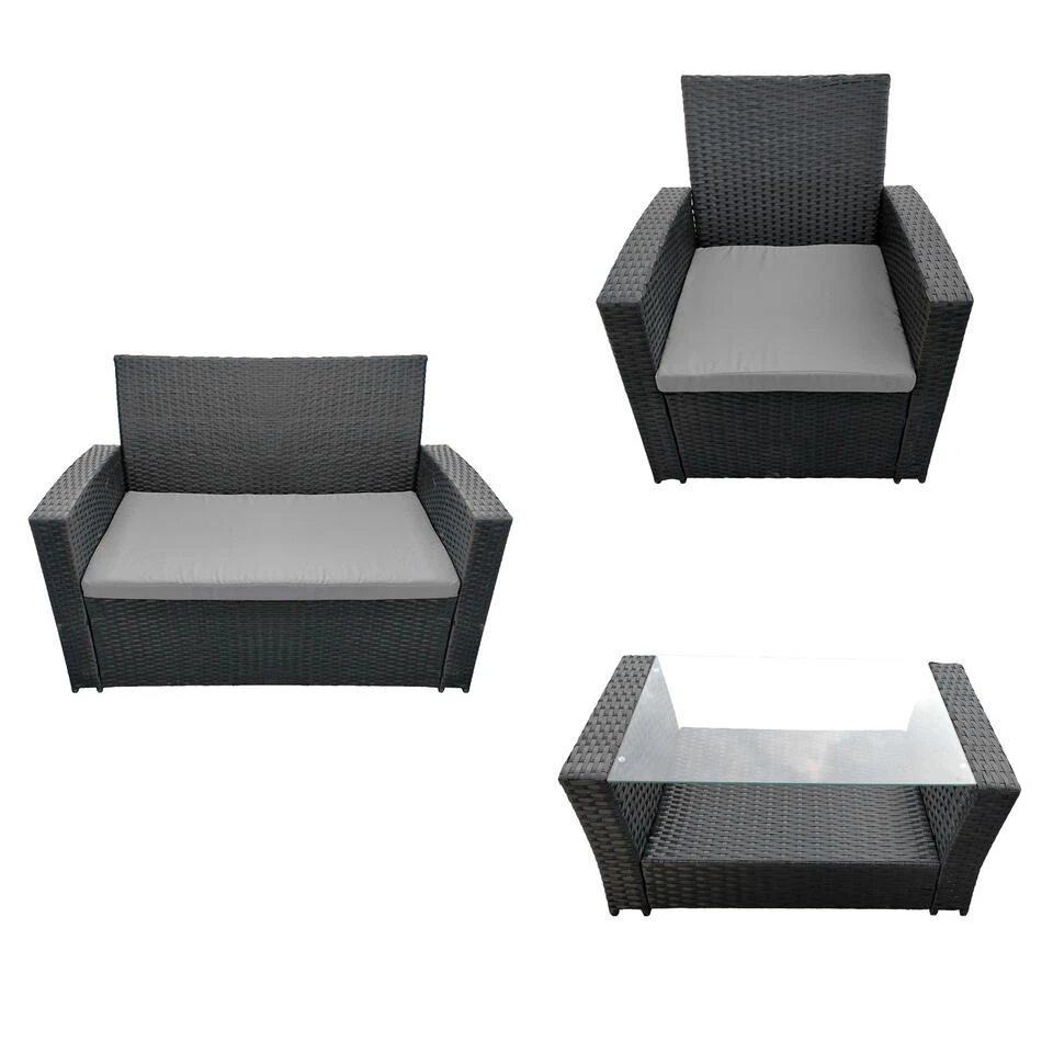 Happy Garden Buitenmeubelsets COMINO - Zwart - Geweven Hars - Image 2