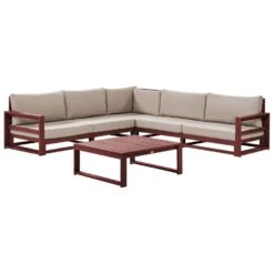 Beliani Loungeset TIMOR - Donkere Houtkleur Acaciahout