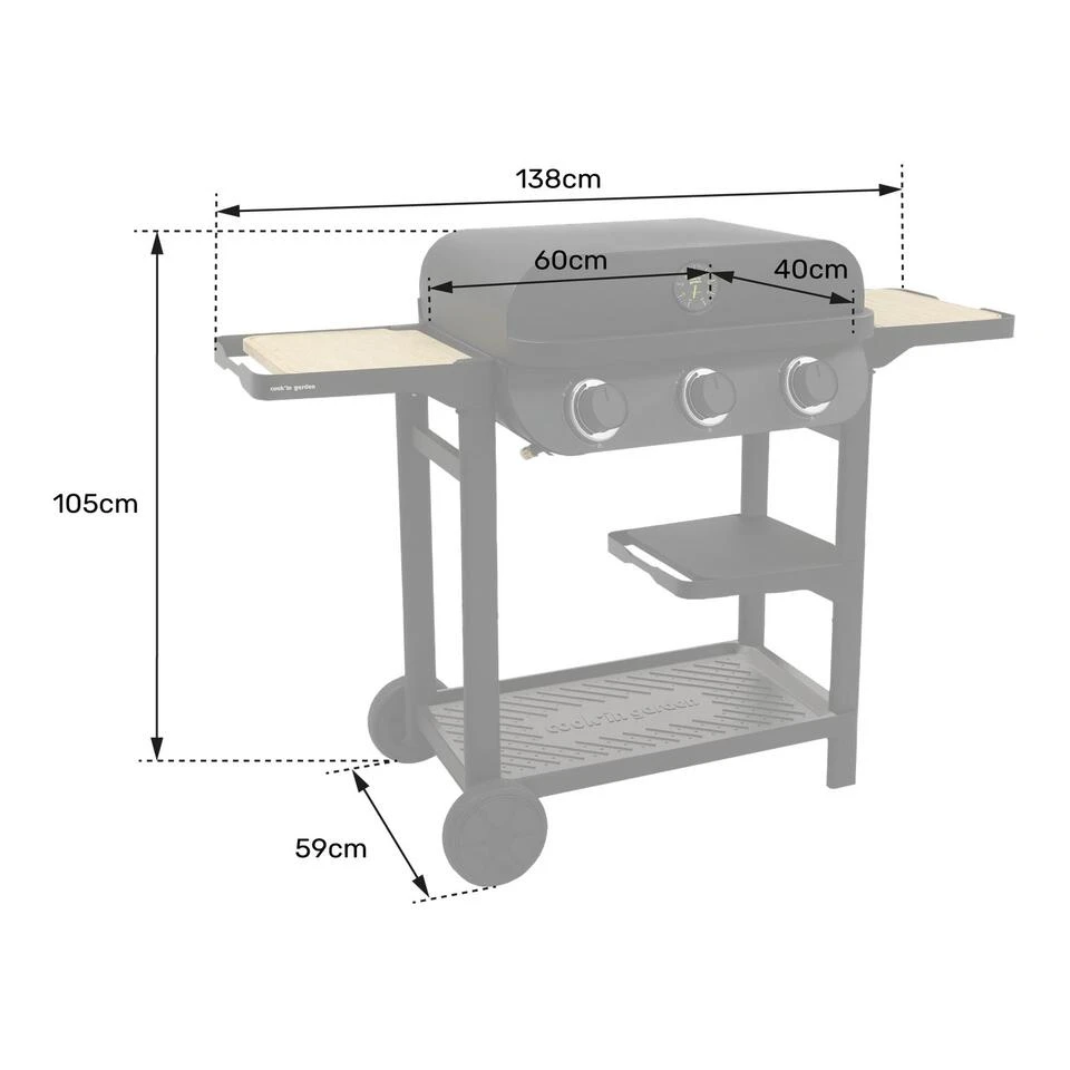 Cook'in Garden Grills FLAVO 60 - Zwart - Staal - Afbeelding 4
