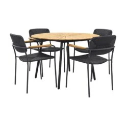 4 Seasons Bora/Dave Teak 110 Cm. Tuinset 5-delig - Stapelbaar