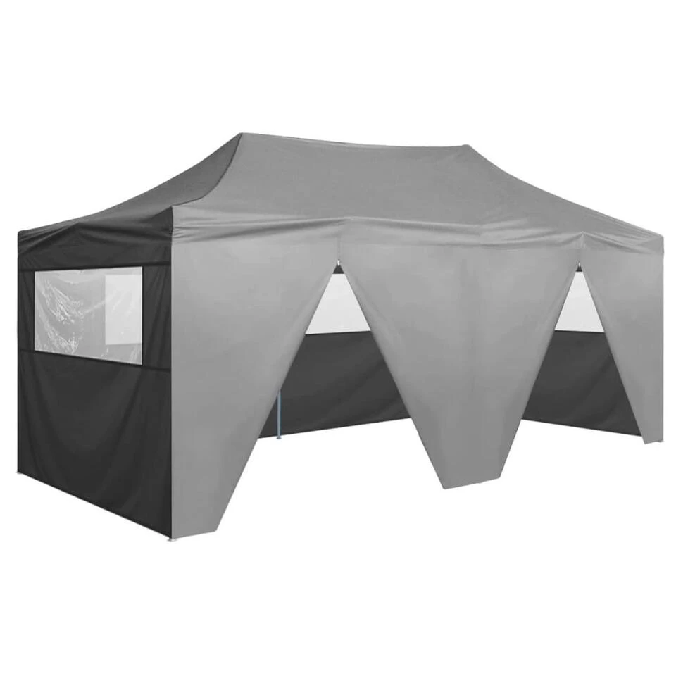 VidaXL Partytent Met 4 Zijwanden Inklapbaar 3x6 M Staal Antraciet