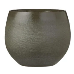 Mica Decorations Bloempot - Donkergroen- Keramiek - 18 X 15 Cm