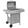 VidaXL Gasbarbecue 4+1 Kookzone Zilver