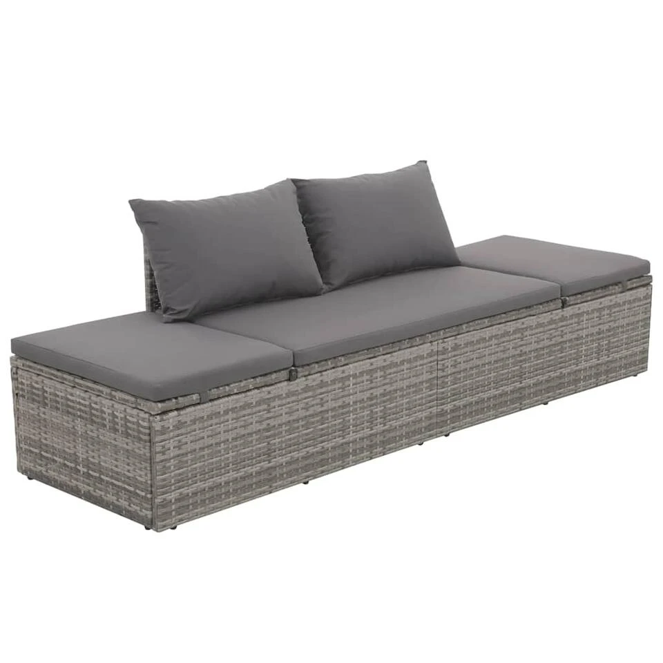 VidaXL Tuinbed 195x60 Cm Poly Rattan Grijs