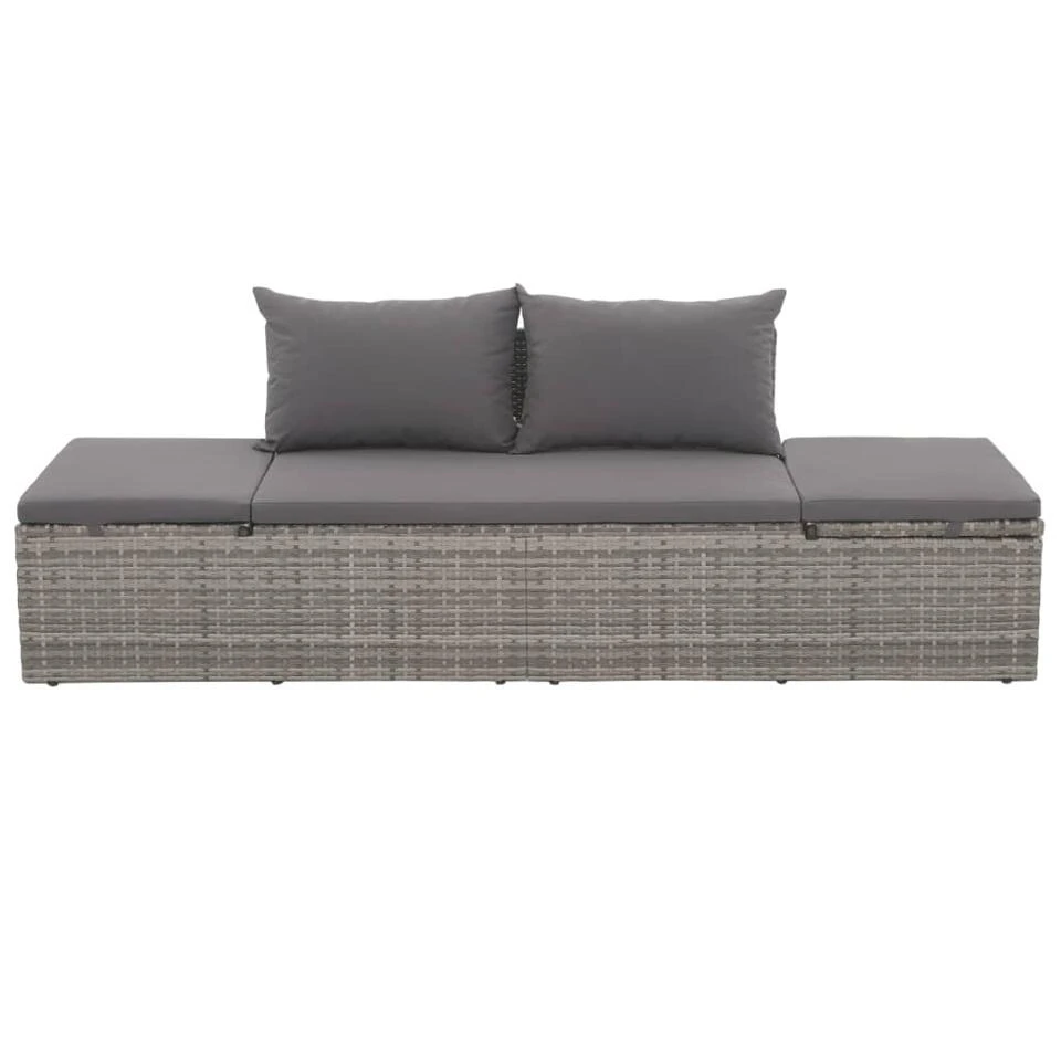 VidaXL Tuinbed 195x60 Cm Poly Rattan Grijs - Image 2