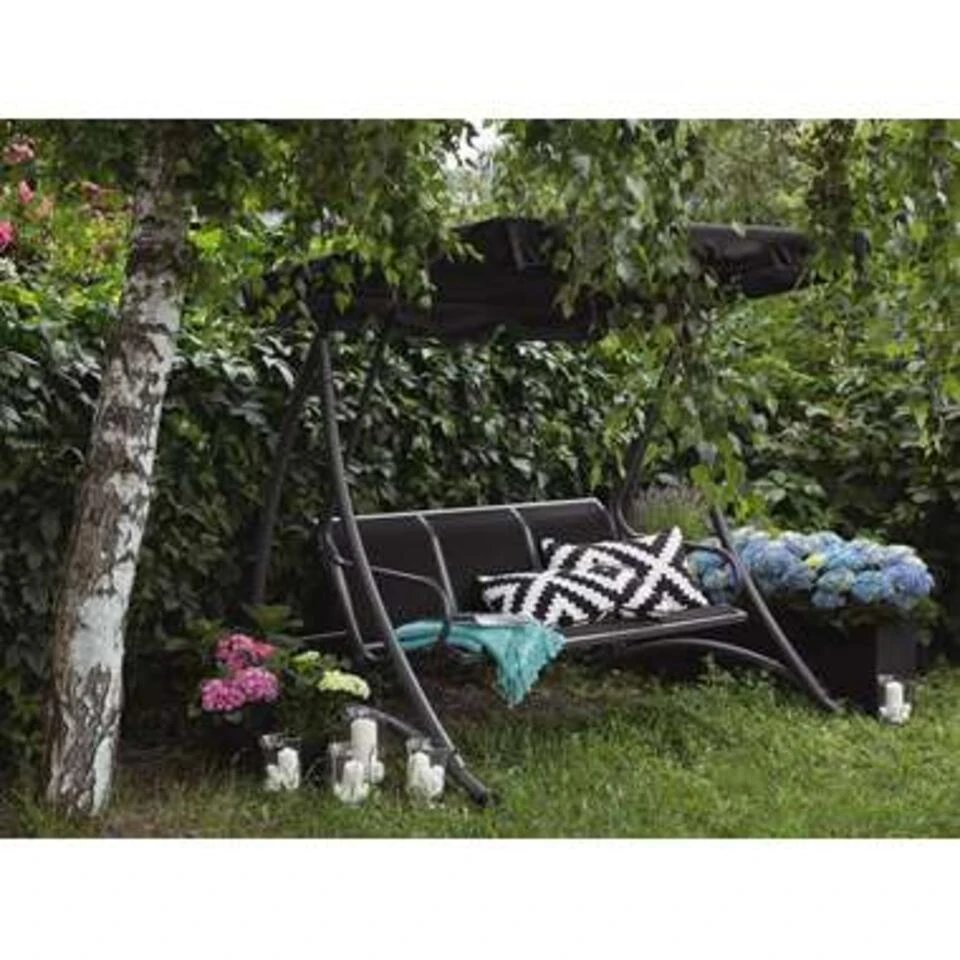 Beliani Schommelbank BOGART - Zwart Mesh - Image 2