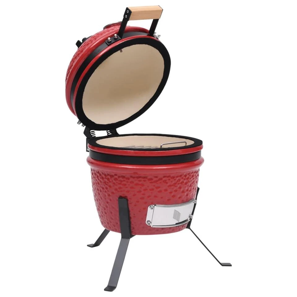VidaXL Kamado Barbecue 2-in-1 56 Cm Keramiek Rood - Afbeelding 3