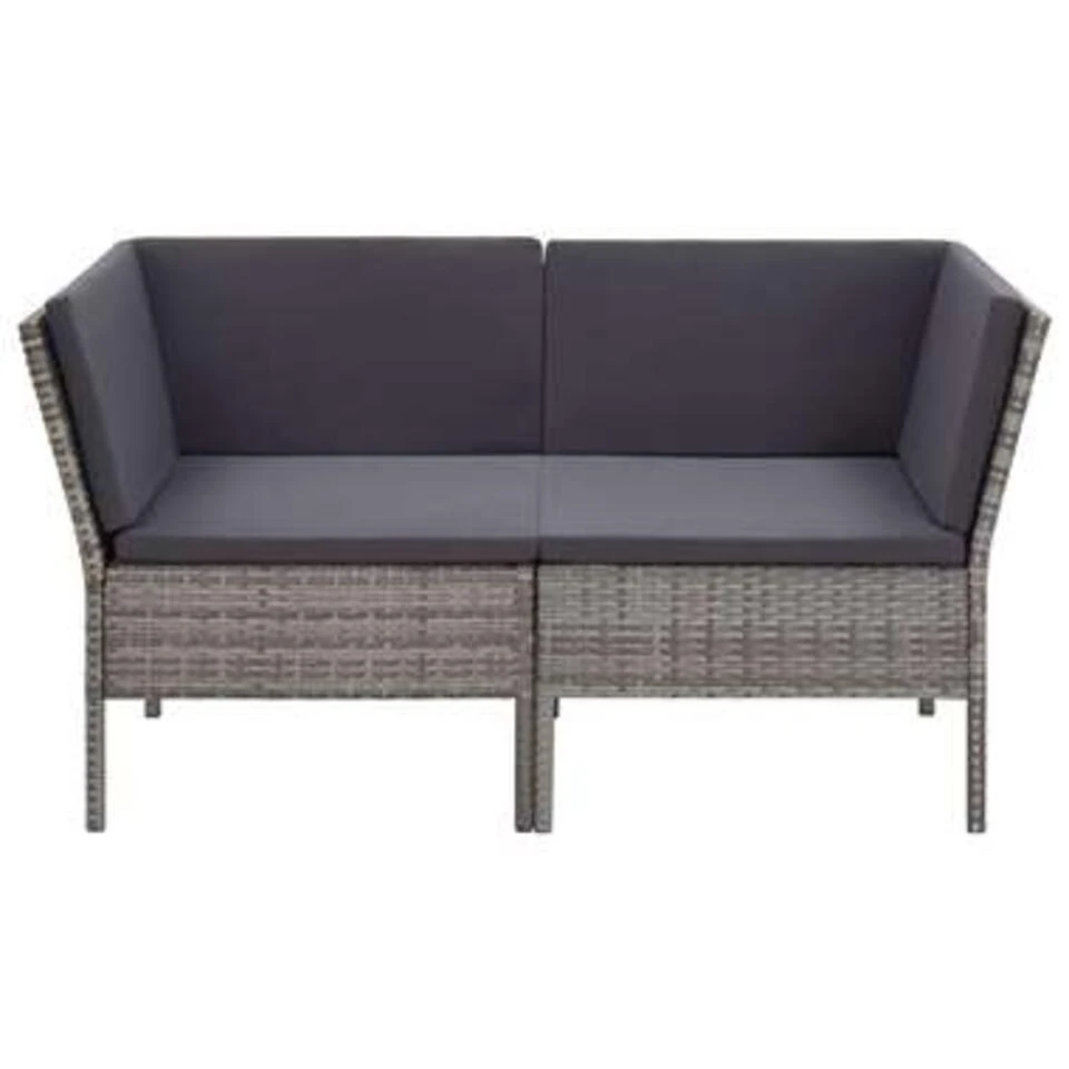 VidaXL 6-delige Loungeset Met Kussens Poly Rattan Grijs 57x69x67 Cm - Image 3