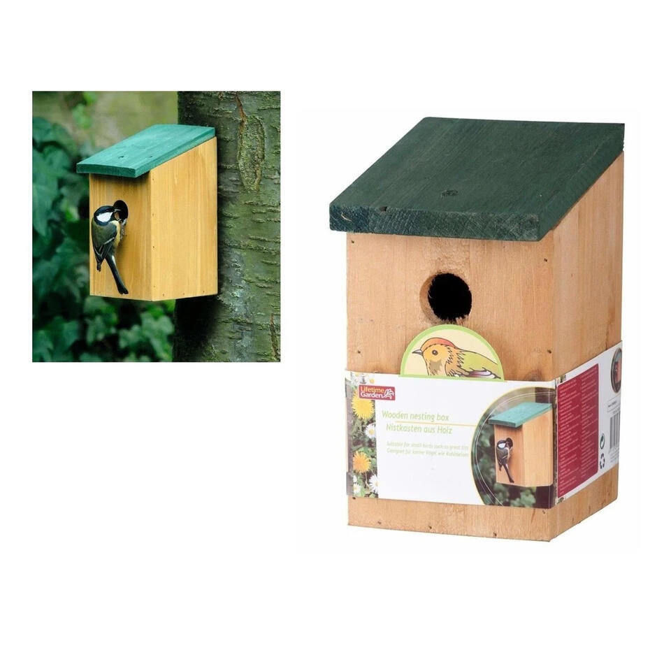 Lifetime Garden Vogelhuisje - Hout - Groen Dak - 22 Cm - Nestkastje - Image 2