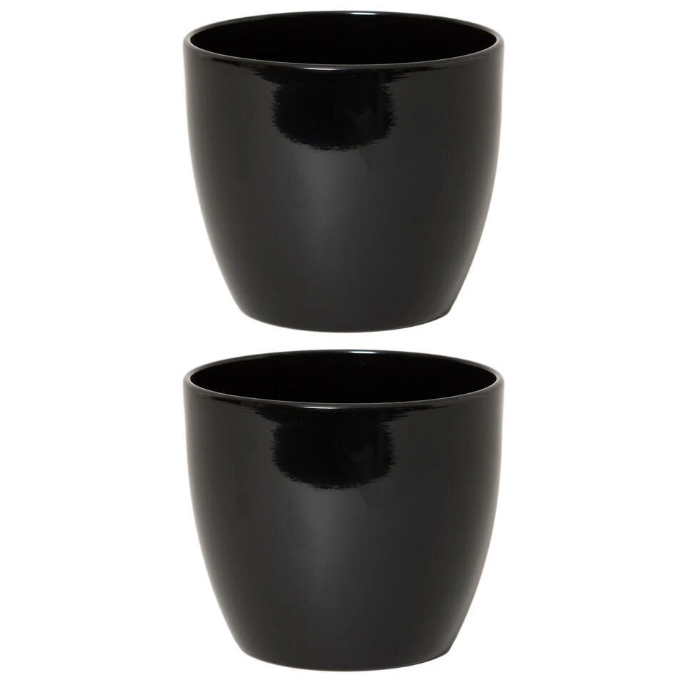 Floran Bloempot - Zwart - Glanzend - Keramiek - 32 X 27 Cm - Image 2