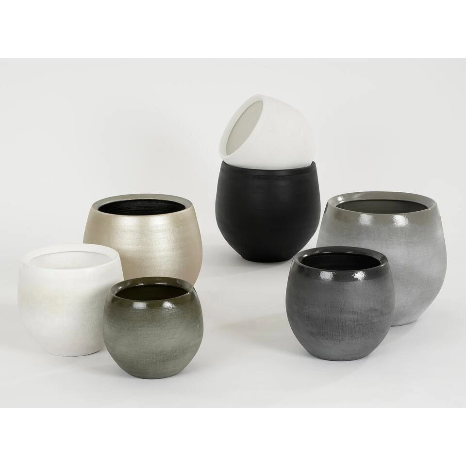 Mica Decorations Bloempot - Grijs - Keramiek - 26 X 23 Cm - Image 4