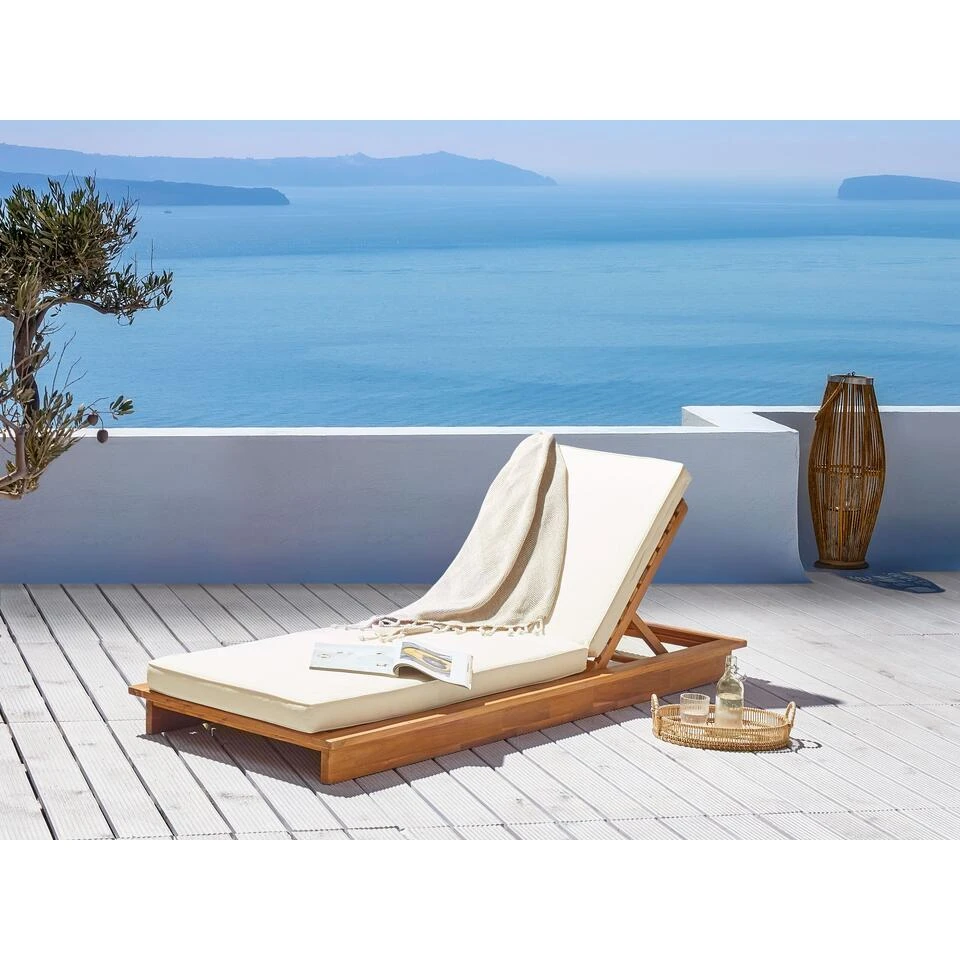 Beliani Tuinligstoel GRANARI - Lichte Houtkleur Acaciahout - Image 2